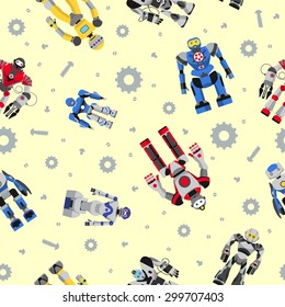 Colorful pattern with various kinds of detailed robots