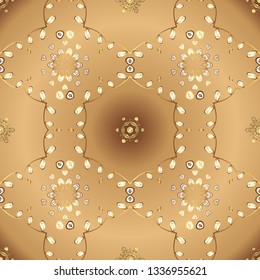 Colorful pattern. Vector illustration. Seamless Flat design with abstract doodles on beige and brown colors background.