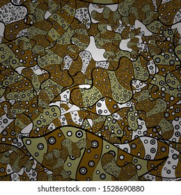 Colorful pattern. Vector illustration. Seamless Flat design with abstract doodles on neutral, brown and black colors background.