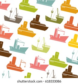 colorful pattern vessel and ship design vector illustration