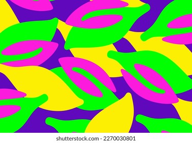 colorful pattern of vibrant leaves. leaf background. textile print in purple, pink, yellow and green