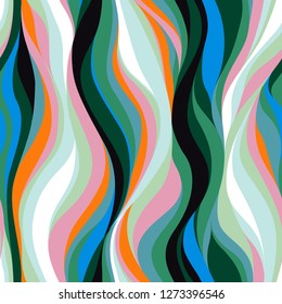 colorful pattern of wavy lines, brigth vector of lines, liquid print for clothes and things, flexible background