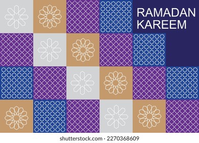 A colorful pattern with the words ramadan kareem on it.