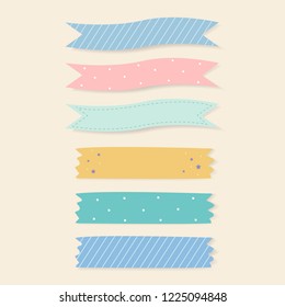 Colorful patterned adhesive tape vector set