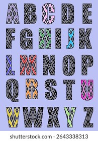 Colorful patterned alphabet letters design