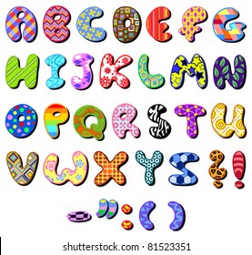 Colorful patterned alphabet set