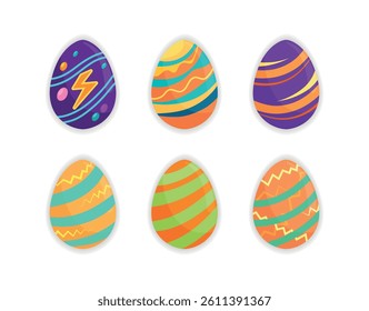 Colorful Patterned Easter Eggs Set