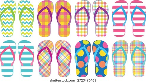 Farbige gemusterte Flip-Flops-Sortiment-Illustration