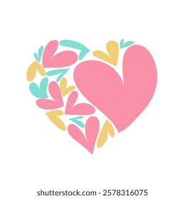 Colorful patterned heart shape for valentines or wedding day background. Red and pink heart pattern.