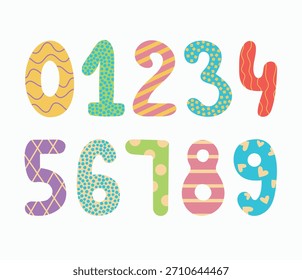 Colorful Patterned Number Set Illustration. Suitable for a birthday
