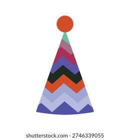 Colorful Patterned Party Hat with Chevron Design