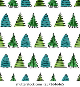 Colorful patterned trees create a whimsical design for seasonal decorations