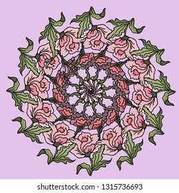 Colorful pattern.Ornament. Mandala flower. Round pattern. Flowers. Mandala. T-shirt print.Vector illustration.