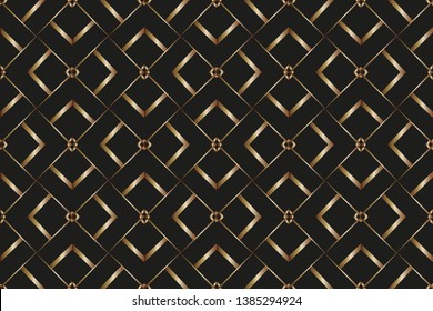 Colorful patterns of arbitrary shape. Set of design elements for presentation of brochures. Endless pattern for Wallpaper, textile. Vector illustration.Golden pattern on a dark green background