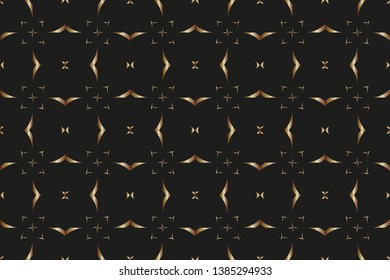 Colorful patterns of arbitrary shape. Set of design elements for presentation of brochures. Endless pattern for Wallpaper, textile. Vector illustration.Golden pattern on a dark green background