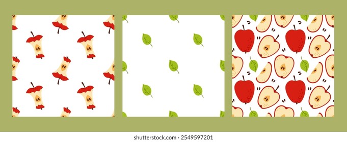 Colorful patterns featuring apples and leaves designed for vibrant textile projects in spring