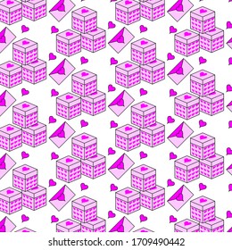 colorful patterns from valentine day with gift boxes filled with love and messages of love paper