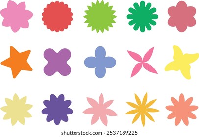 Colorful patterns in various shapes such as flowers, stars, and four leaves