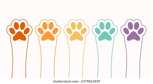 colorful paw feet print background track for wildlife safari vector