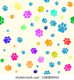 Colorful paw footprint pattern vector