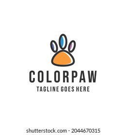 colorful paw Logo vector design. health clinic symbol icon graphic. modern animal care emblem for Company and business