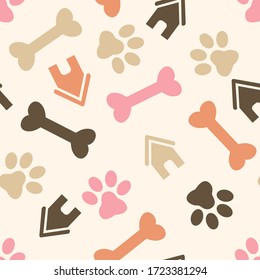Colorful Paw print seamless pattern background.