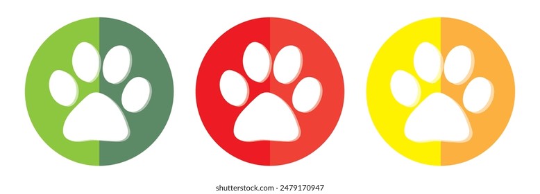 colorful Paw print simple icons Vector