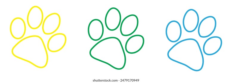 colorful Paw print simple icons Vector