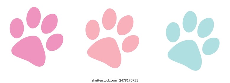 colorful Paw print simple icons Vector