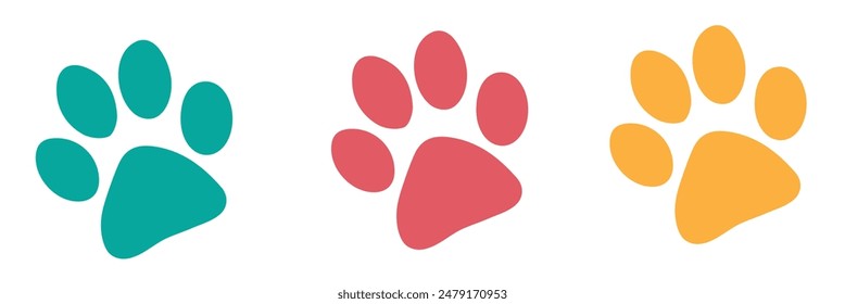 colorful Paw print simple icons Vector