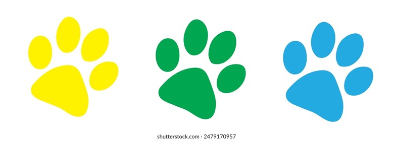 colorful Paw print simple icons Vector