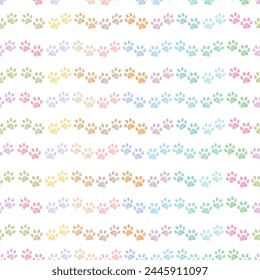 Colorful paw prints seamless fabric design pattern 2