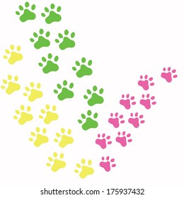 colorful paws. animal print. vector illustration