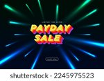 Colorful Payday Sale Sign Banner with Laser Light Color Burst and Shop Now CTA button with Limited Time Offer Tag. Editable Vector Illustration. EPS 10.