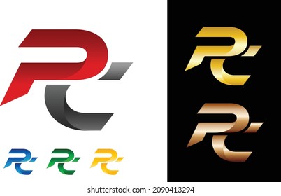 Plantilla de logotipo de PC colorida con dorado y multicolor sobre fondo blanco y negro