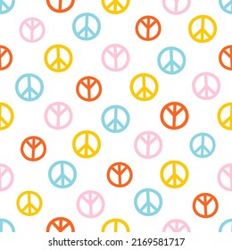 Colorful peace sign seamless pattern.