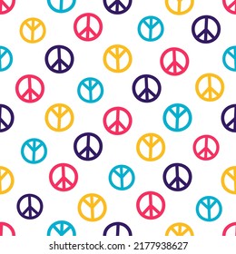 Colorful peace sign seamless pattern.