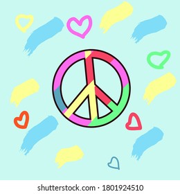 Colorful peace symbol background vector design.international peace day symbol 