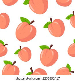 Colorful Peach Fruit Seamless Pattern Background. EPS 10 Vector