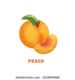 Colorful peach vector isolated on white background