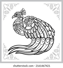 Colorful peacock bird zentangle arts. isolated on white background.