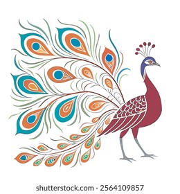 colorful Peacock Cartoon Animal Nature Icon Concept Isolated design