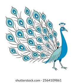 colorful Peacock Cartoon Animal Nature Icon Concept Isolated design