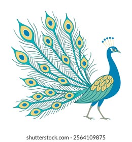 colorful Peacock Cartoon Animal Nature Icon Concept Isolated design