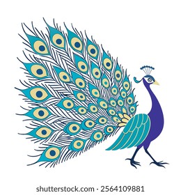 colorful Peacock Cartoon Animal Nature Icon Concept Isolated design