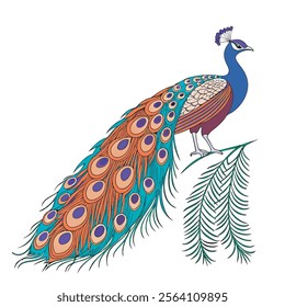 colorful Peacock Cartoon Animal Nature Icon Concept Isolated design