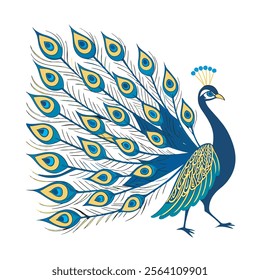 colorful Peacock Cartoon Animal Nature Icon Concept Isolated design