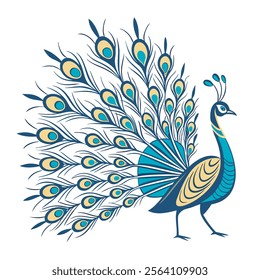 colorful Peacock Cartoon Animal Nature Icon Concept Isolated design