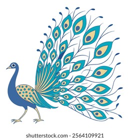 colorful Peacock Cartoon Animal Nature Icon Concept Isolated design