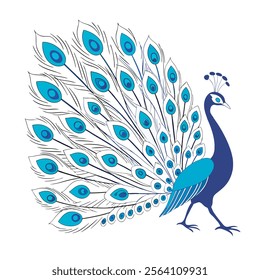 colorful Peacock Cartoon Animal Nature Icon Concept Isolated design